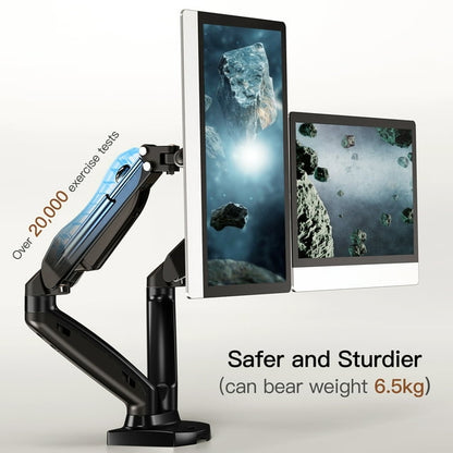 HUANUO Dual Monitor Stand, Adjustable Spring Monitor Desk Mount Swivel Vesa Bracket with C Clamp/Grommet Mounting Base for 17 to 27 Inch Computer Screens, Each Arm Holds 4.4 to 14.3lbs