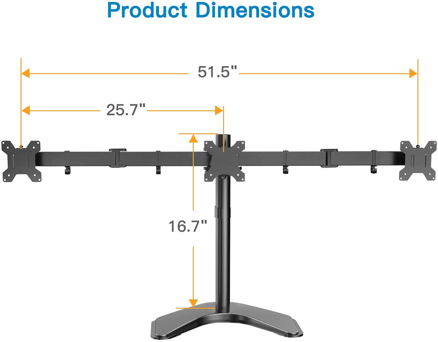 Triple Monitor Stand for 13-24" Monitors with Adjustable Arm, Holds up to 22 lbs per Arm