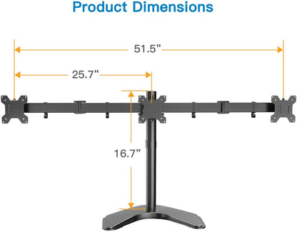 Triple Monitor Stand for 13-24" Monitors with Adjustable Arm, Holds up to 22 lbs per Arm