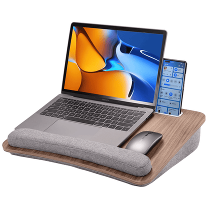 Laptop Desk with Pillow Cushion, Fits up to 15.6-inch Laptop, with Anti-Slip Strip & Storage