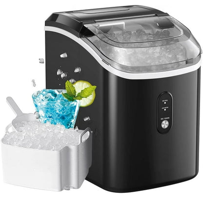 Philergo Nugget Ice Maker Countertop, 35lbs/24hrs Pellet Ice Machine with Large 1.8lbs Ice Basket, Self-Cleaning Function for Home, Kitchen, Office, Black