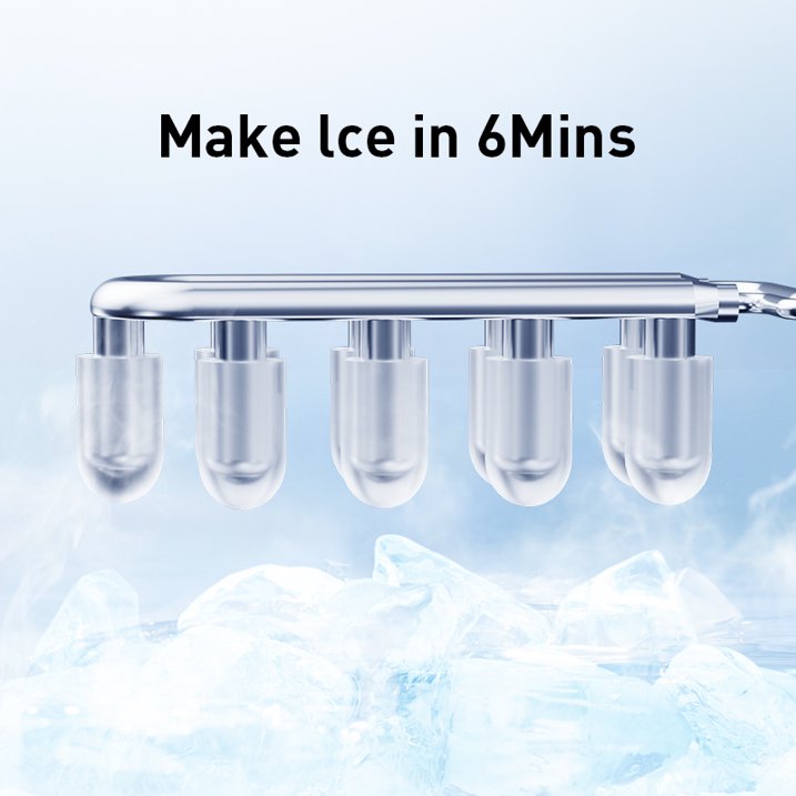 Philergo Countertop Ice Maker, 2 Size Bullet Shaped Ice Machine with Basket & Scoop, 9 Cubes in 6 Mins, 26lbs/24H, Black