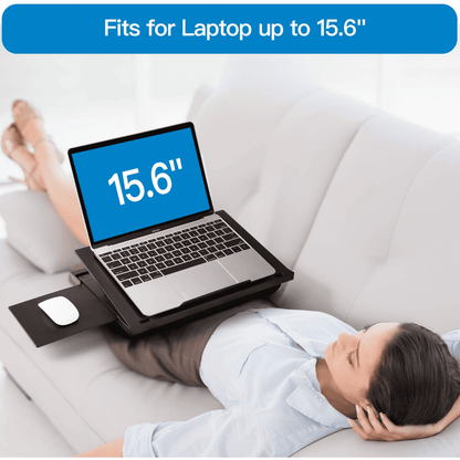 Adjustable Laptop Lap Desk Fits up to 15.6" with 6 Adjustable Angles, Detachable Mouse Pad, & Dual Cushions