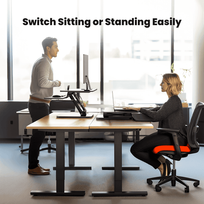 32" Standing Desk Converter, 2-Tier Height Adjustable Stand up Desk Riser, Monitor Stand Riser with Wide Keyboard Tray for Home Office, Black