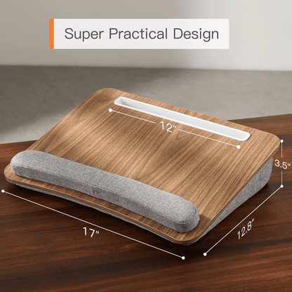 Laptop Desk with Pillow Cushion, Fits up to 15.6-inch Laptop, with Anti-Slip Strip & Storage