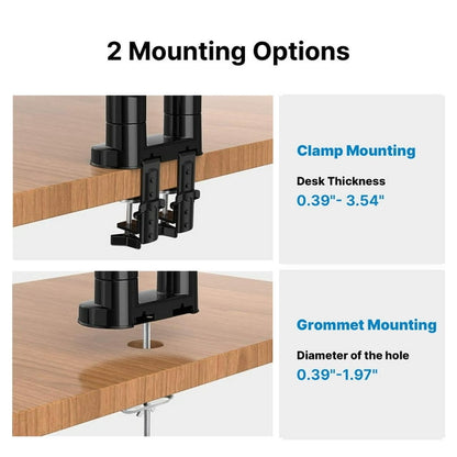 Dual Monitor Mount Desk Stand for 13-35 Screens inch Height Adjustable with Clamp/Grommet Base&USB, Each Arm Hold up to 26.4lbs