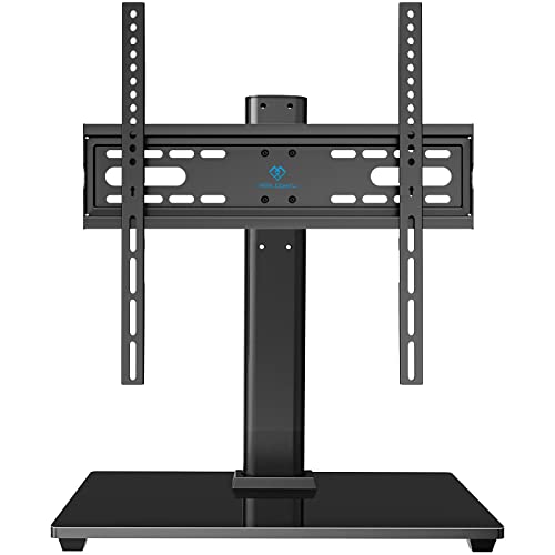 PERLESMITH TV Stand - Table Top TV Stand for 32-55 inch LCD LED TVs - Height Adjustable TV Base Stand with Tempered Glass Base & Wire Management, VESA 400x400mm